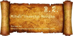 Mihálkovits Rozita névjegykártya
